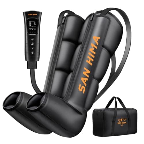 SAN HIMA Air Compression Leg Massager - Sequential Full Leg Compression Boots for Circulation & Pain Relief | 6 Modes 6 Intensity Recovery Boots for Athletes - Feet, Calves & Thighs (Medium)