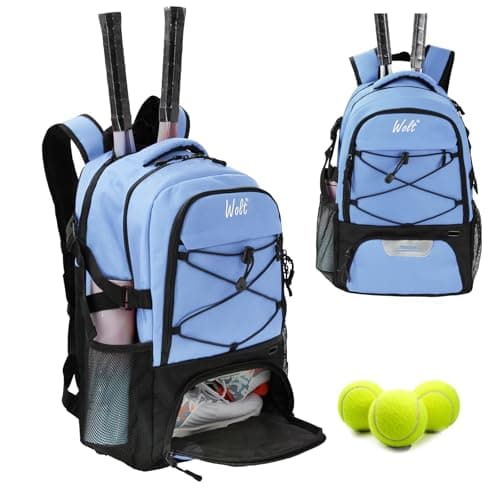 WOLT Tennis Bag - Large Tennis Racket Backpack for Men & Women - Ventilated Shoe Compartment - Holds 2 Rackets