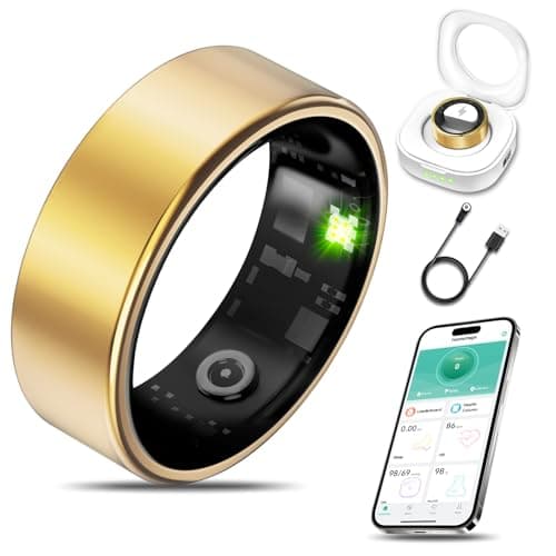 Milavan Smart Health Ring Fitness Tracker for Men Women, Sleep, Stress & Activity Monitoring, IP68 Waterproof, Long Lasting Battery, No Subscription Fees, Compatible with iOS & Android, Gold 8