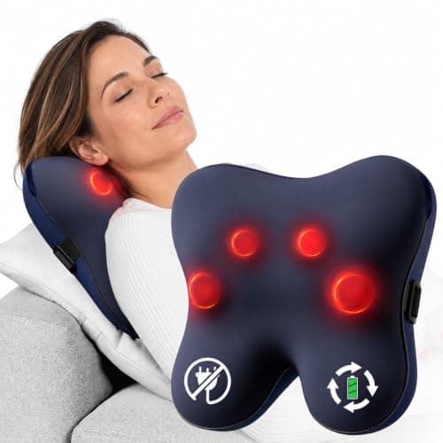 BOB AND BRAD Cordless Back Massager with Heat FSA Eligible HSA, Shiatsu Back Massager for Pain Relief Deep Tissue, 3D Kneading Massage Pillow for Pain Relief, Soothing Full-Body Relief for Family