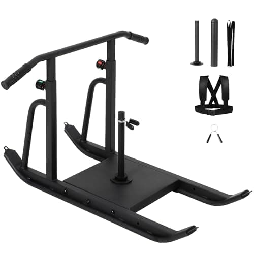 GarveeLife Weight Sled, Football Sleds and Chutes,Sled Push Gym Equipment with Adjustable Height Handle for Workout Fitness, Running Speed, Football, Strength, Fits 1" & 2" Weight Plates, Black