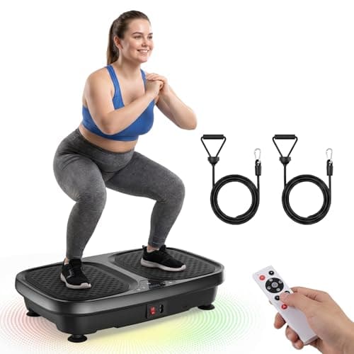 OLIXIS Vibration Plate Exercise Machine with 9 Auto Modes, Full Body Workout Vibrating Platform with LED Touch Screen & Pull Ropes for Weight Loss, Home Gym Fitness Equipment for Women Men, Black