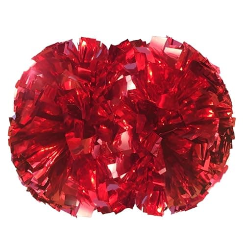 NICOLEKAY 2 Pack Cheerleading Pom Poms with Baton Handle Rainbow Colorful Cheer Pom Poms for Sports Team Spirit Cheering Kids Adults(Red)