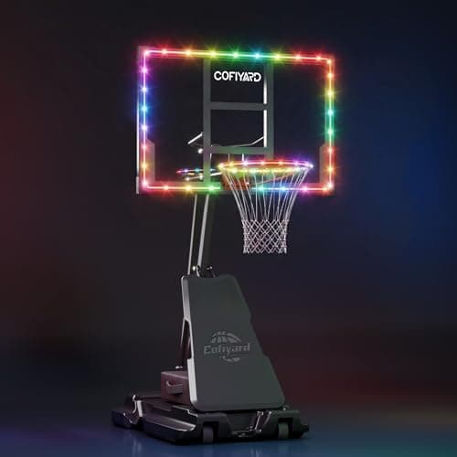 Cofiyard Basketball Hoop Outdoor with 44&48&54 Inch Shatterproof Backboard,10FT Height Portable Basketball Hoop with Sandbag, Adjustable Basketball Goal with Wheels