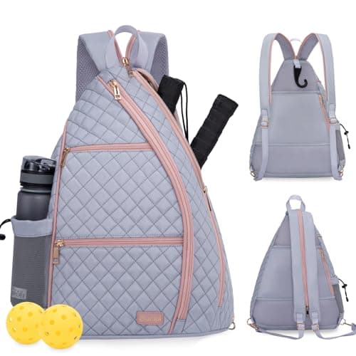 Sucipi Women's Pickleball Backpack with Fence Hook, Reversible Quilted Crossbody Sling Bag - Holds Paddles, Pickleballs & Accessories