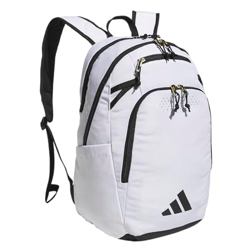 adidas Defender 5 Backpack for Sports, Gym, School and Travel, 33L, White/Gold Metallic/Black, OSFA