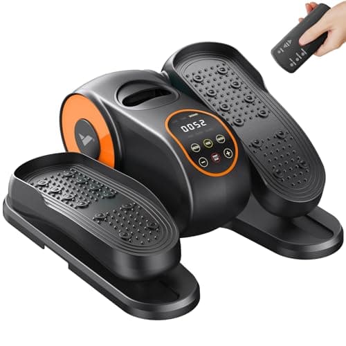 MERACH Under Desk Elliptical Machine, Leg Exerciser While Sitting for Seniors with Remote Control & 12-Speeds, Quiet Portable Electric Seated Pedal Exerciser Machine for Home Office(Orange)