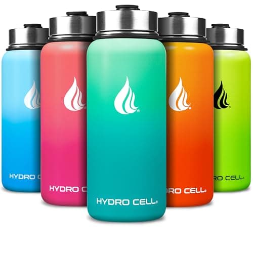 HYDRO CELL Stainless Steel Insulated Water Bottle with Straw - For Cold & Hot Drinks - Metal Vacuum Flask with Screw Cap and Modern Leakproof Sport Thermos for Adults (Mint/Green 32oz)