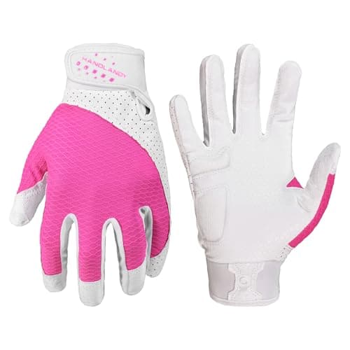 HANDLANDY Baseball Batting Gloves for Adult Youth, Grip Breathable Softball Batting Gloves Fit Men Kids Boys Girls (Pink-Kids, Kids Small)