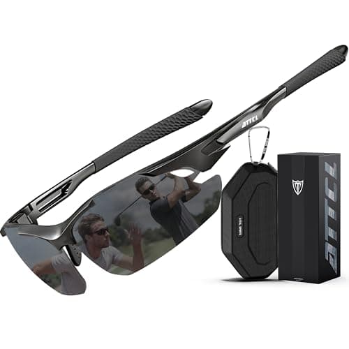 ATTCL 22g Polarized Sunglasses Men Sports: Secure Fit Wrap Around TR90 Frame Ultra-Light UV Protection for Running Fishing 7027 Drak Black