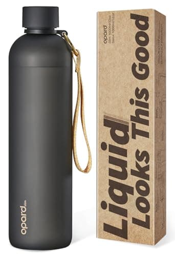 Opard Slim Water Bottle 32oz, Dishwasher Safe Plastic Water Bottle BPA-Free, Leakproof Screw Top, Charcoal Black, Reusable for Travel School Sport Gym Hiking