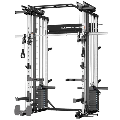 Major Fitness Drone MAX V Smith Machine with Weight Stacks, All-in-One Home Gym Squat Rack--2500LB Capacity, Dual LAT Pull-Down Systems & Cable Crossover Machine, Heavy-Duty Full-Body Workout Machine