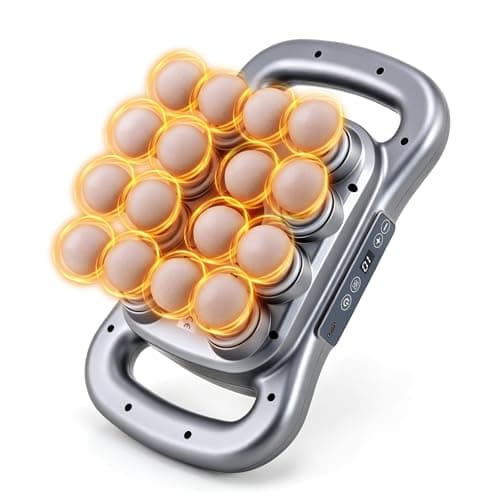 GAXEZO 16 Head Massage Gun Set, Deep Tissue Percussion Massager, 2600mAh Electric Massage Tools with 9 Styles & Levels, Silver Grey