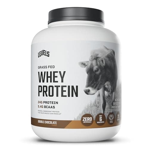 Levels Grass Fed Whey Protein Powder, No Artificials, 24G of Protein, Double Chocolate, 5LB