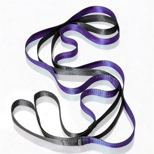 Acozycoo Stretching Strap with 10 Loops – Non-Elastic Yoga Strap for Physical Therapy, Knee Replacement Recovery & Plantar Fasciitis – Leg Stretcher Band for Flexibility & Hamstring Rehab(Purple)