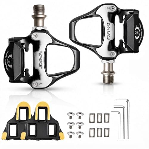 WOWSPORT Road Bike Pedals - Lightweight Clipless Bicycle Pedals with Cleats, Sealed Bearing 9/16" Aluminum Alloy, Easy Clip in & Out, Compatible with 3-Bolt Cycling Shoes