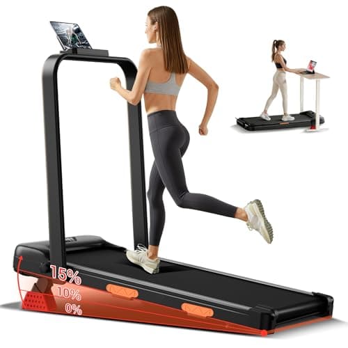 Walking Pad Treadmill with 15% Incline, Foldable Treadmills for Home & Office, Under Desk Treadmill with 300Lbs Weigh Capacity