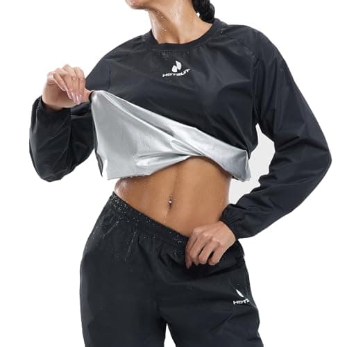 HOTSUIT Sauna Suit Women Durable Gym Workout Sauna Jacket Pants Sweat Suits, Black, XXL