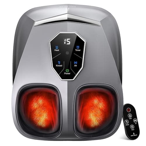 KING RELAX Shiatsu Foot Massager with Heat, 2026 Upgraded Deep Kneading & Squeeze Massage for Plantar Fasciitis, Modern Sculpted Design, Fits Up to Size 14, Gifts for Women Men, FSA Eligible HSA Store