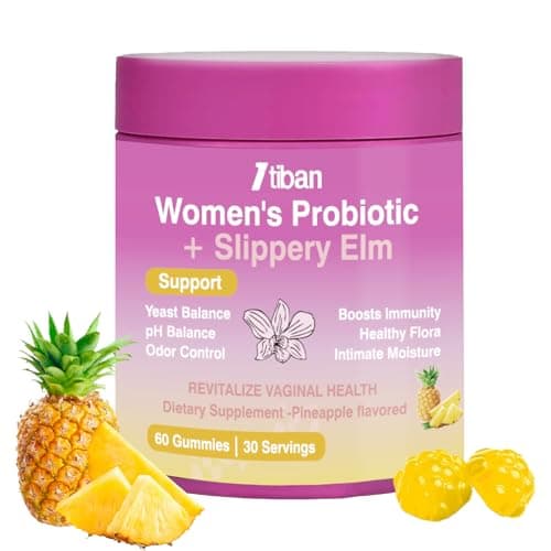 Itiban Feminine Vaginal Probiotics Gummies, Supports pH Balance & Digestive Health, Slippery Elm for Women, Suagr-Free, Veagn, Pineapple Flavor, 60 Count