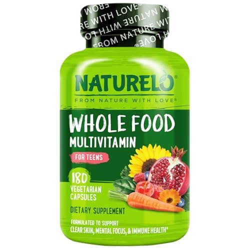 NATURELO Multivitamins for Teenage Girls/Boys, 180 Capsules, Whole Food Multivitamin with Minerals, Non-GMO, Vegetarian