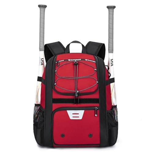 KAVIGOR Youth Baseball Bag, Softball Bag for Girls & Boys, Kids Tball Backpack with Shoes Compartment