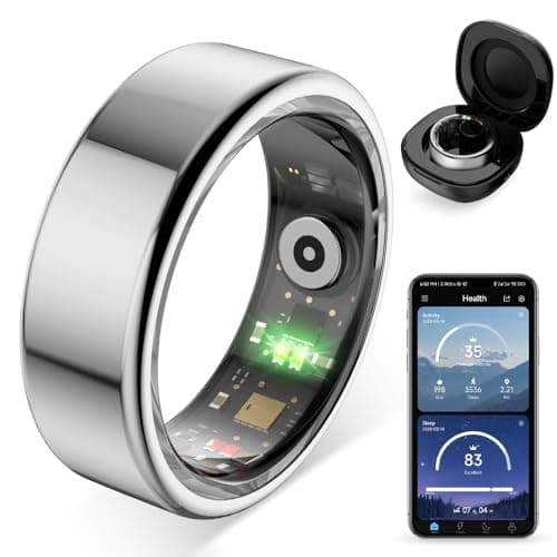 COLMI R02 Smart Ring, Smart Ring for Women and Men, with a Charging Case, Supports Heart Rate, Blood Oxygen, Sleep Health Monitoring, No Subscription Fee. (Silver, 8#)