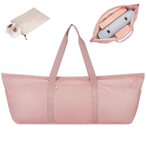 Large Yoga Mat Bag with Shoes Compartment and Wet Pocket Ladies Pilates Gym Bag with Yoga Mat Holder Strap for Women Men Workout Carrier Stuff Accessories, Pink
