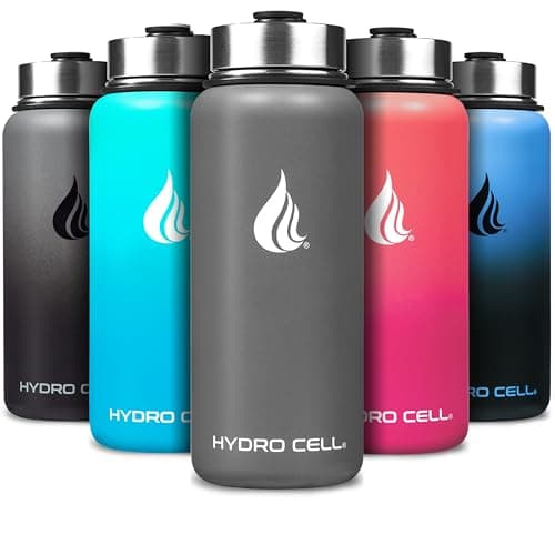HYDRO CELL Stainless Steel Insulated Water Bottle with Straw - For Cold & Hot Drinks - Metal Vacuum Flask with Screw Cap and Modern Leakproof Sport Thermos for Adults (Graphite 32oz)