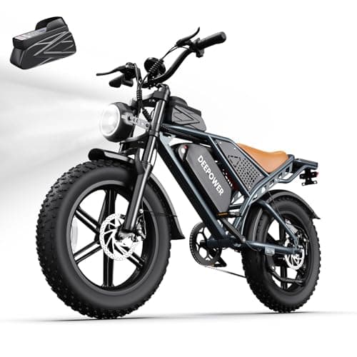 DEEPOWER Electric Bike for Adults,2000W Peak Motor&28MPH Electric Dirt Bike,48V 20AH/35AH/60AH Battery, 70-160 Max Miles,Dual Suspension Ebikes for Adults, 20" Fat Tire E Bike