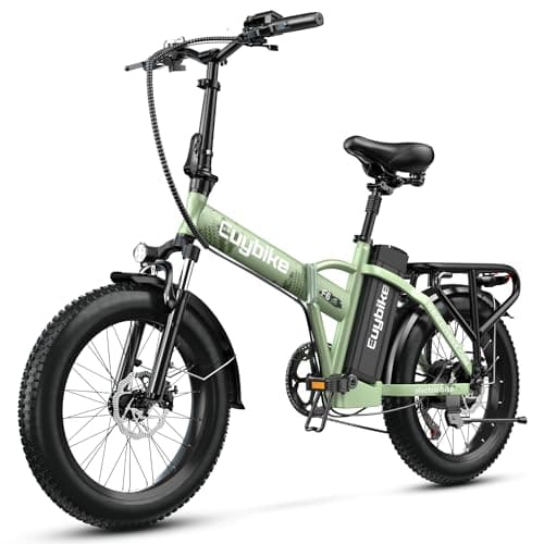 bluebiko Electric Bike for Adults, 750W Motor, 48V 20AH Removable Battery E Bike, 80 Miles Max Range, 20" Fat Tire Folding Electric Bike, Light Green