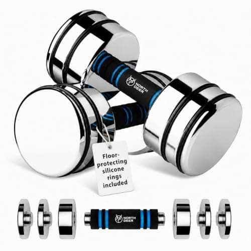 Weight Set 30lb Pair (15lb/20lb/25lb/30lb) Adjustable Dumbbells Ultracompact Chrome with Foam Handles Home Gym Workout Exercise (Standard-Finish 30lb×2)