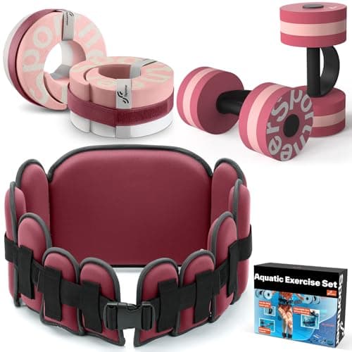 Sportneer Aquatic Exercise Equipment Water Aerobics Combo Set Includes High Density Water Weights Dumbbell Aqua Belt Foam Cuffs for Pool Exercise Aquatic Therapy Pool Fitness Water Exercise