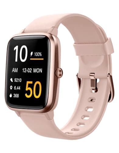 Fitness Tracker Fitness Watches for Women Men (Make/Answer Calls), 1.85" Smart Watch for iPhone/Android Phones, Heart Rate/Sleep Monitor Steps Tracker Watch Pedometer IP68 Waterproof (Pink/gold)