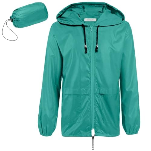 COOFANDY Men's Packable Waterproof Rain Jacket with Hood Hiking Travel Raincoat