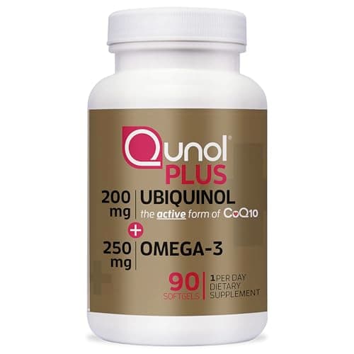 Qunol Plus Ubiquinol Coq10 200mg with Omega 3 250mg Extra Strength Antioxidant (Bovine Version), 90 Count