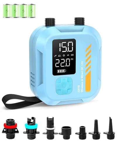 Electric Paddle Board Pump, Portable Rechargeable SUP Electric Pump with Auto-Off, with 12V Car Power for Beach & Camping, 7 Nozzles for, Sup, Tent, Kite and Kayak Inflator