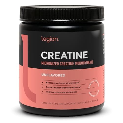 LEGION Micronized Creatine Monohydrate Supplement - Clean Creatine Powder for Muscle Gain & Post Workout Recovery - Micronized Creatine Supplement for Maximum Absorption (60 Servings, Unflavored)