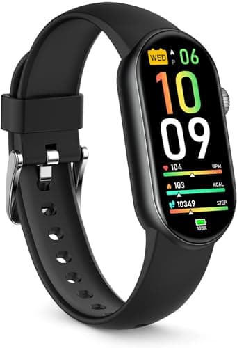 FITVII Slim Fitness Tracker AMOLED with Blood Oxygen, Blood Pressure, 24/7 Heart Rate and Sleep Tracking, IP68 Waterproof Activity Trackers and Smart Watches with Step Tracker, Pedometer for Women Men