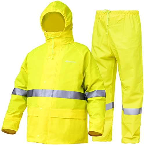 Rain Gear Rain Suits for Men Women Heavy Duty Workwear Waterproof Jacket with Pants (M, Yellow)