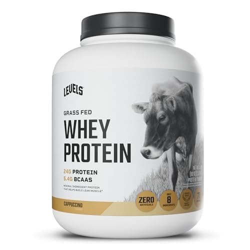Levels Grass Fed Whey Protein Powder, No Artificials, 24G of Protein, Cappuccino, 5LB