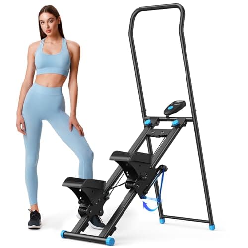 MERACH Stair Stepper for Home Gym Exercise, New Version Stairmaster for Full-Body Workout, Folding Stair Climber with Adjustable Resistance & Pedals, Stair Master with Extended Step Range, Black