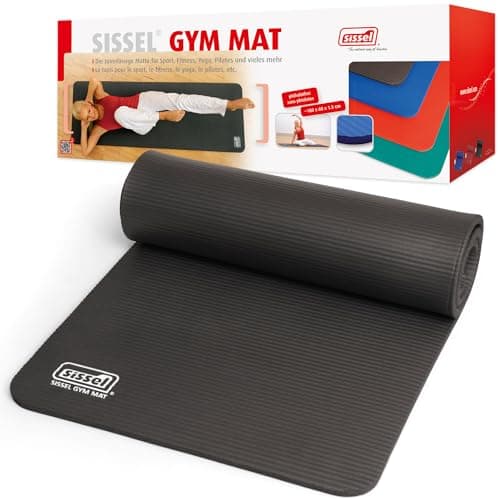 SISSEL Gymnastics Mat Anthracite 0.6 inches | Skin-Friendly & Non-Slip | Optimal Cushioning | Easy to Roll Up | For Fitness & Yoga | Dimensions: 71 x 24 inches