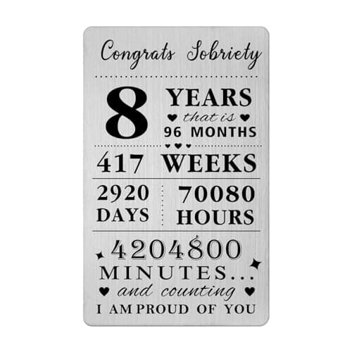 Gezxin 8 Year Sobriety Card For Men Women- 8th 8 Year Sober Gifts- Silver Recovery Presents