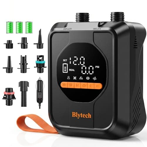 Electric Paddle Board Pump, Portable 20PSI SUP Air Pump with 13,500mAh Rechargeable Battery, Fast Inflation/Deflation, 7 Nozzles for Kayaks, Boats, Tents, and Inflatables(Black)