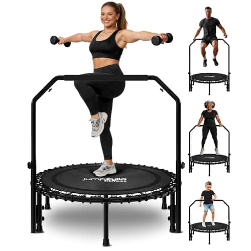 JUMPZYLLA Mini Rebounder Trampoline for Adults, Fitness Trampoline with Bar