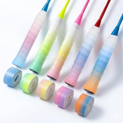Aeisonsa 5Pcs Tacky Tennis Racket Grip Tape Anti-Slip Tennis Racquet Grip Tape with Dry Feel Gradient Color Tennis Racket Grip Tape for Tennis,Badminton