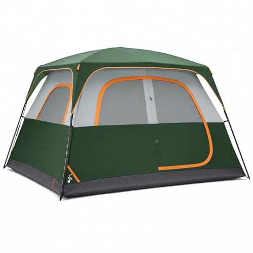 OLIXIS 6 Person Camping Tent, 81in Tall Waterproof Windproof Tent with Double Layer, Large Mesh Windows & Carry Bag, Quick Setup for Family Outdoor, Backpacking, Hiking, Green