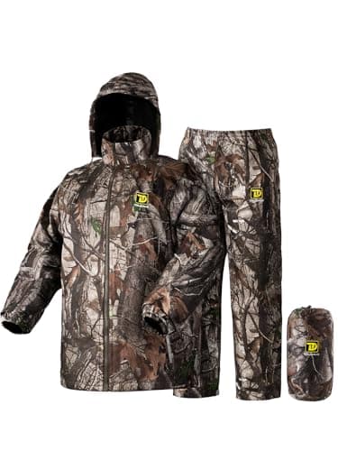Trudave Hydrolock Hunting Rain Gear, Waterproof Rain Suits for Men, 2 Pieces Breathable & Windproof Rainwear