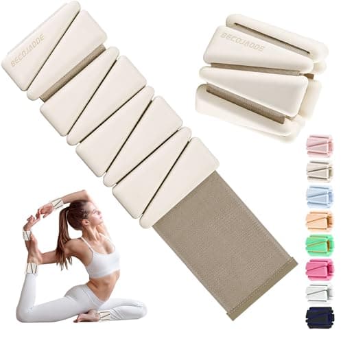 BECOJADDE Ankle Weights Set of 2 (2 lb Each) Wrist Weights for Women Men Adjustable Arm & Leg Weighted Bangles Wristbands for Home Pilates, Walking, Yoga, Workout, Pool Exercise Milky Apricot
